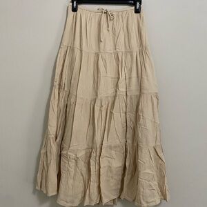 Aerie Light Tan Tiered Maxi Skirt